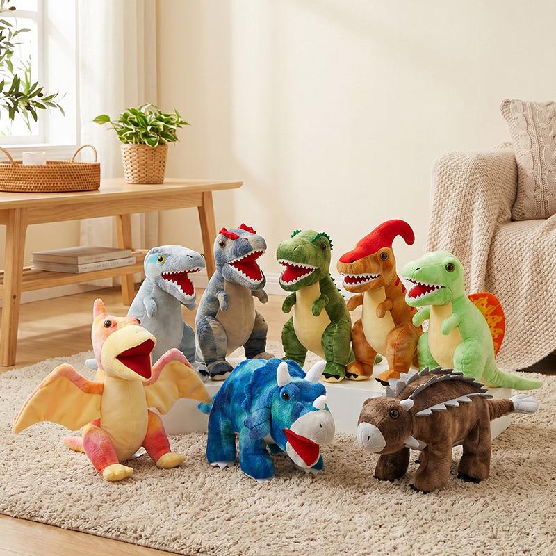 Dinosaur Plush Toys: Tyrannosaurus, Triceratops, Velociraptor & Ankylosaurus for Boys