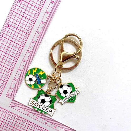 Keychain Pendant with Smooth Golden Lobster Clasp, Soccer Themed Charm Key Holder, Backpacks Car Keys Accessory