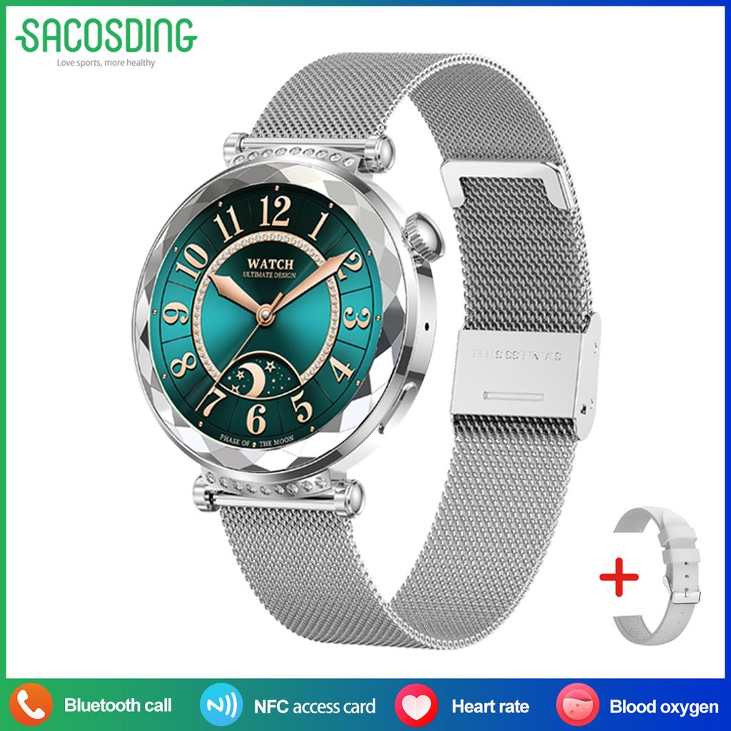 SACOSIDNG Smart Watch Women AMOLED HD Screen Female Health Management Custome Watchfaces NFC Bluetooth Calls Sports Heart Rate Monitor