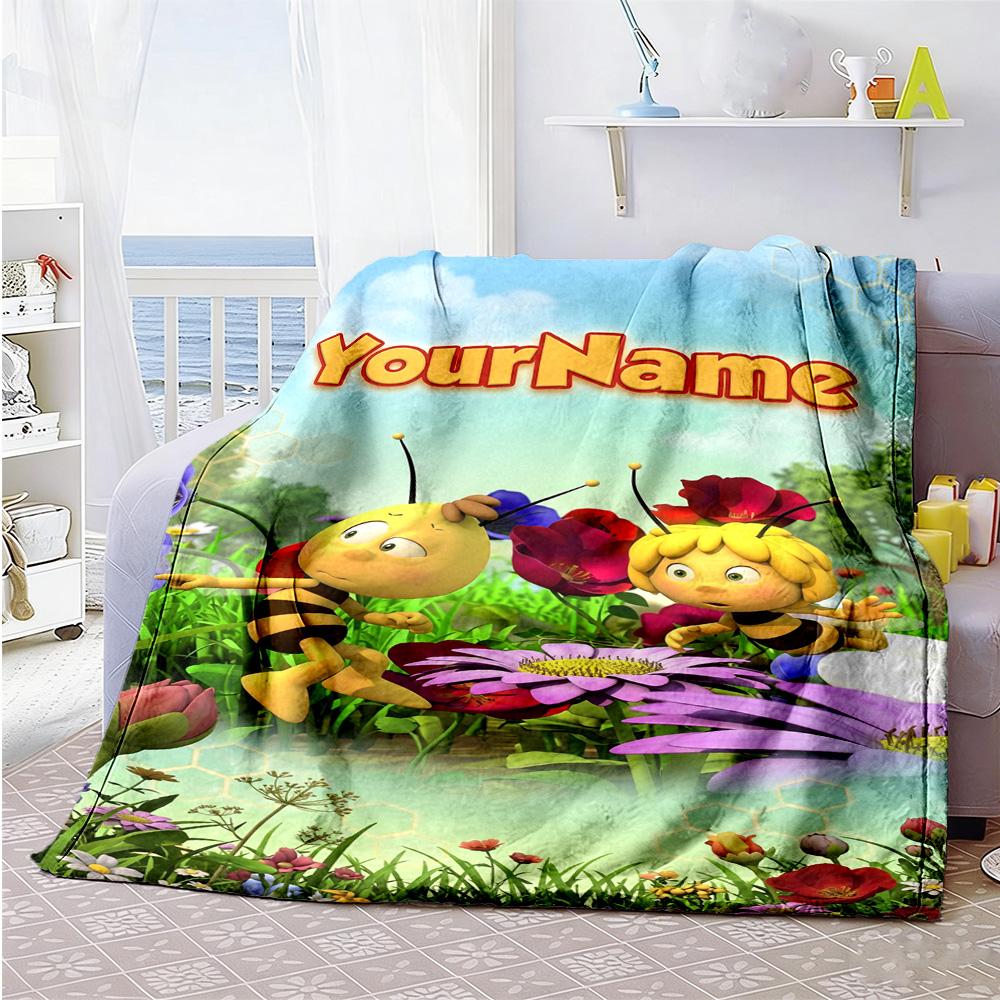 Biene Maja Personalisierte Textdecke Leichte Personalisierte Decke Langlebiger Komfort Überwurf für Bett Nickerchen Picknicks Büro für Alle Anlässe