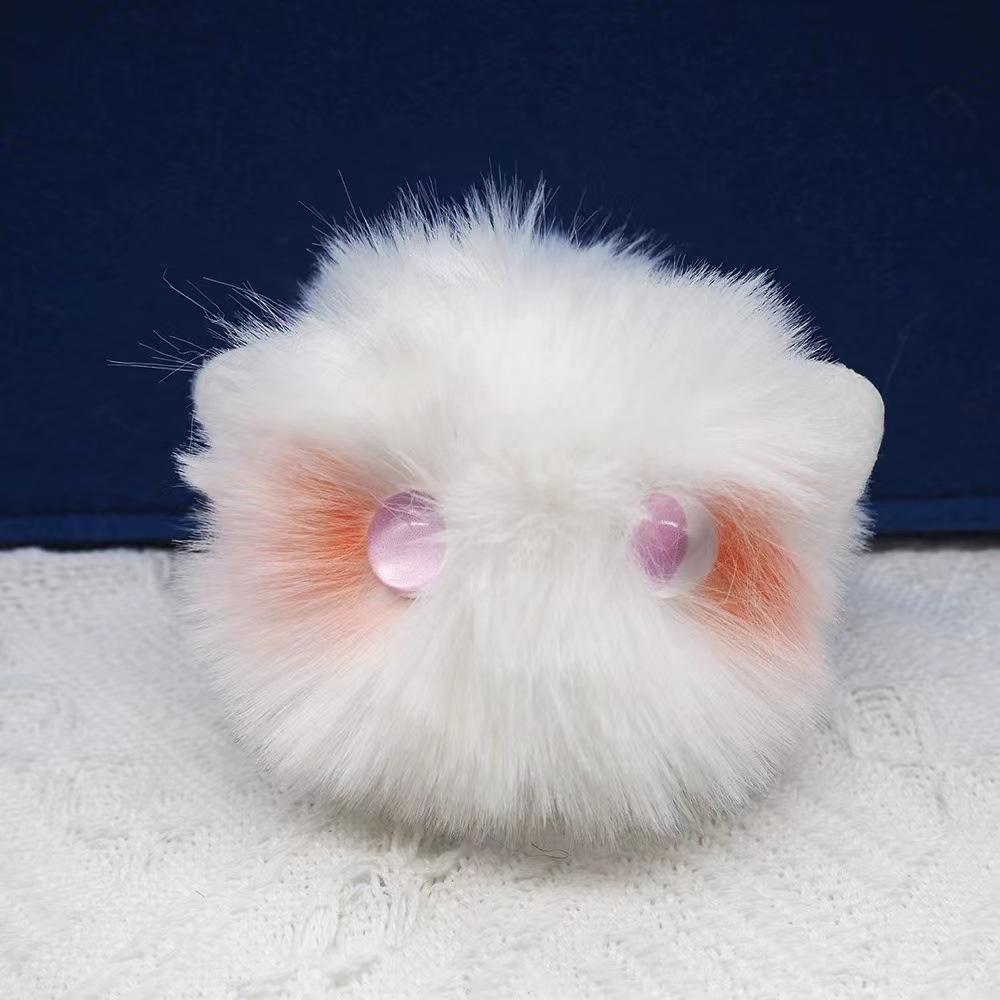 Rex Rabbit Fur Bow Cat Pendant Keychain Kitten Ornament