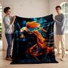 Vivid Orange Goldfish In Dynamic Blue Water Flannel Blanket for Bedroom, Living Room, Sofa, and Nap Sofas.
