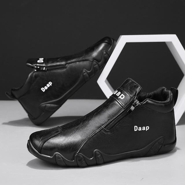 

Весенние мужские повседневные кожаные бахилы, обувь Lefu, мягкие высококачественные слипоны на плоской подошве 43 чёрный