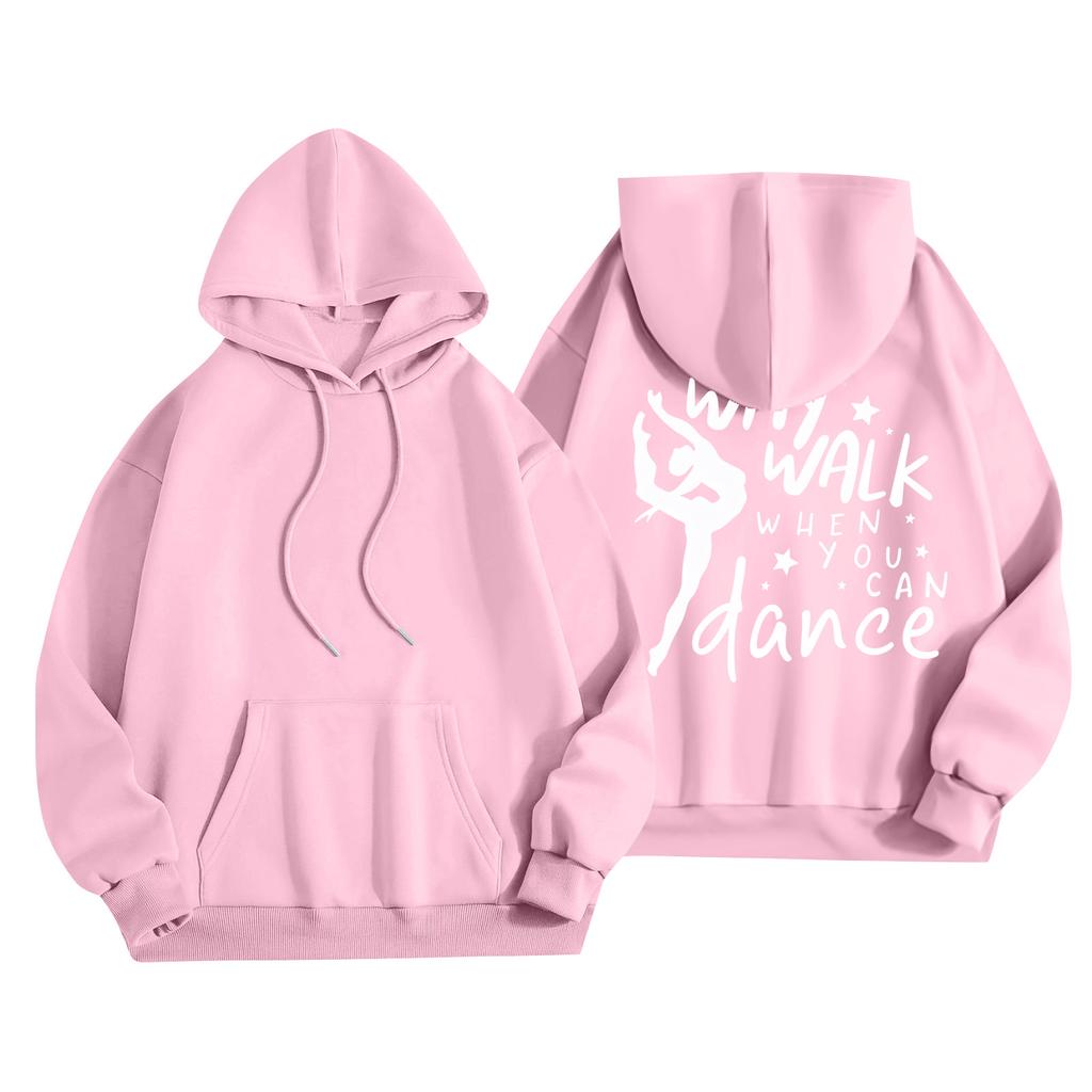 Women's Printed Round Neck Pullover Sweatshirt Hooded Drawstring Sweatshirt Top