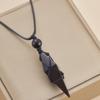 Neue Gothic Schwarze Eckige Anhänger Geflochtene Seil Halskette, Personalisierter Kreativer Feiertags Schmuck für Frauen