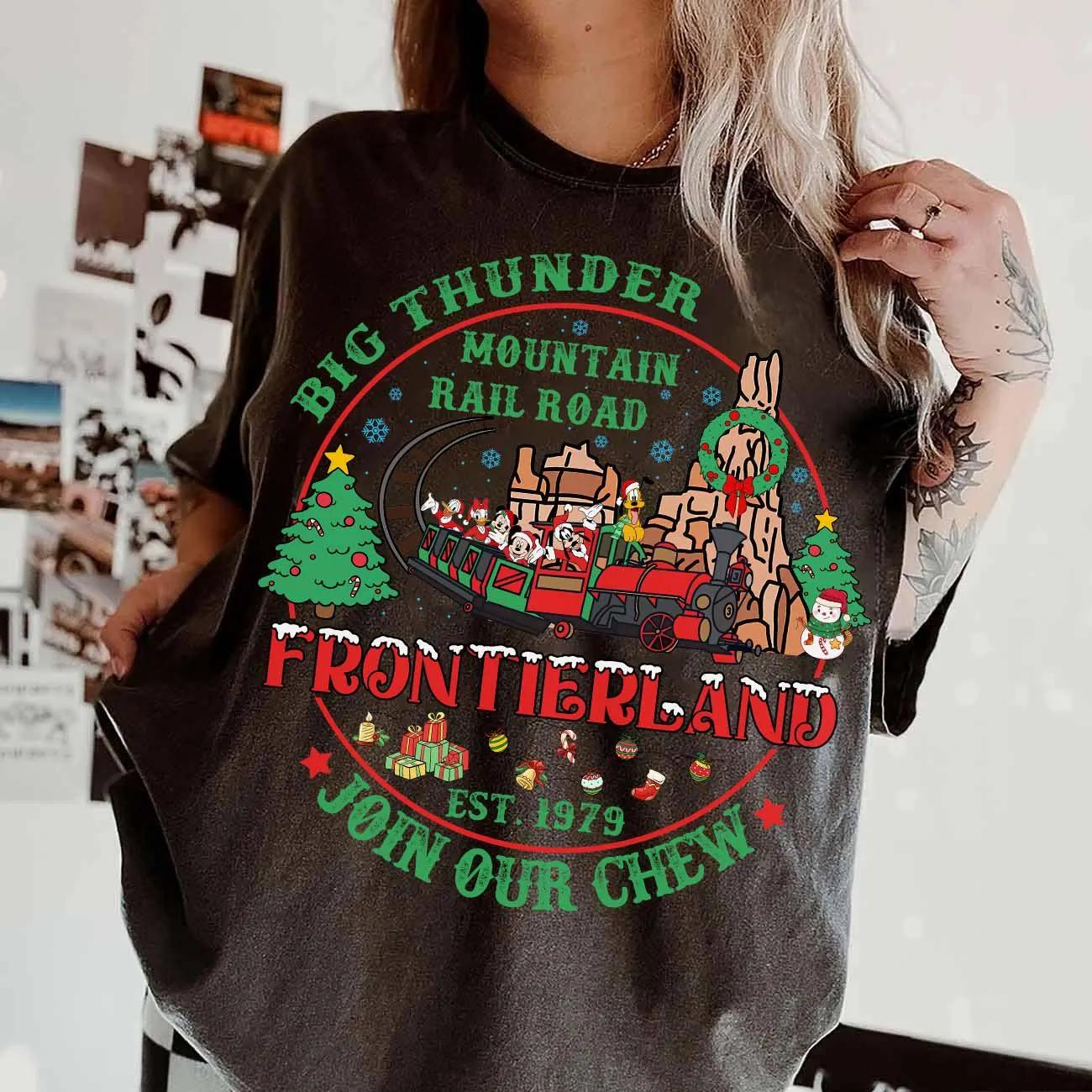 Retro Mickey and Friends Big Thunder Mountain Railroad Est 1979 Christmas Shirt land Christmas Matching Tee Cotton S