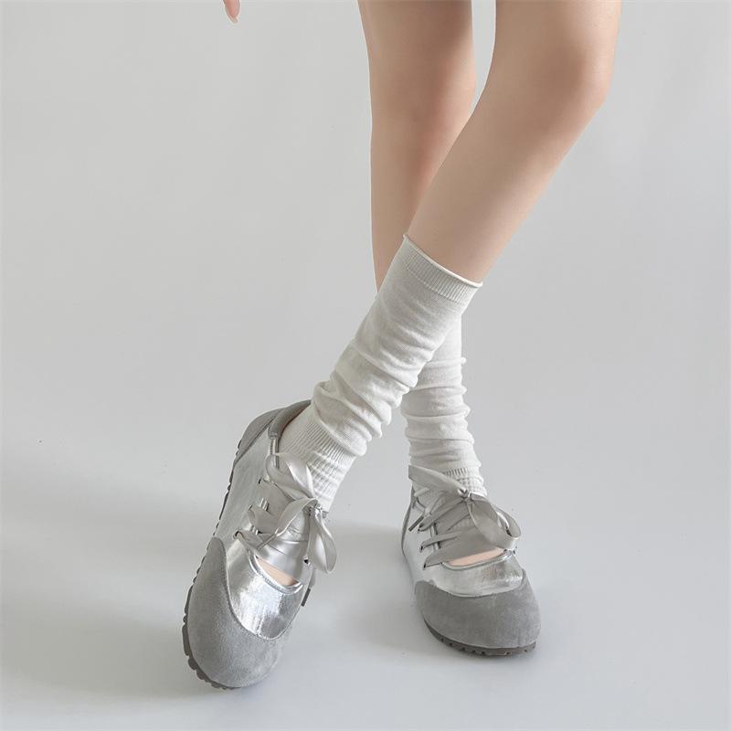 Silver Retro Ballet Style Light Mouth Flat-soled Single Shoes Women's Summer 2025 New Models with Skirts Versatile Sports Mary Jane Shoes