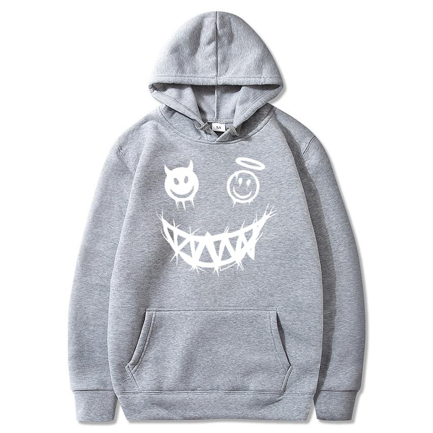 Autumn and Winter Devil Angel Smiling Face Hooded Sweatshirt, Hip-hop Street Classic Pullover, Fashionable Casual Warm Hoodie