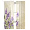 Eiffel Tower With Lavender Sheer Curtains For Living Room Kids Bedroom Tulle Curtains Kitchen Window Treatment Drapes