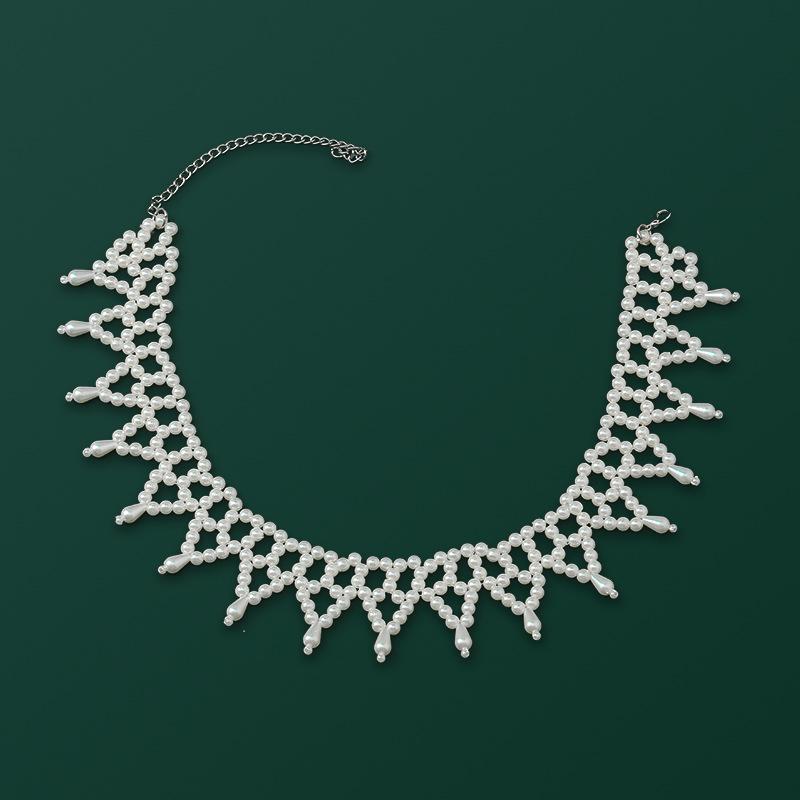 

Жемчужная подвеска-воротник: Короткое ожерелье-цепочка ручной работы в ретро корейском стиле с бусинами для женщин