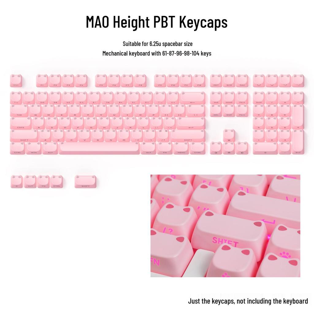 Cute Cat Ear Keycap: PBT Dye-Sublimation, Translucent, Compatible with MX Switches