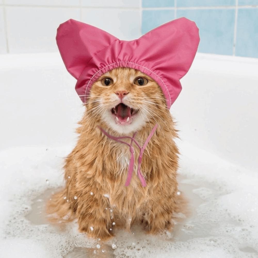 Wiederverwendbare Katzen-Bade-Duschhaube Wasserdichte Hunde-Badehut Haustier Herzform Baden Ohrabdeckung Haustier-Spa