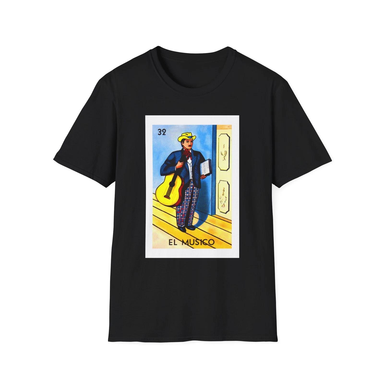 El Musico Loteria Mexican Bingo T-Shirt - Cinco de Mayo Tee, Musician Gift, M