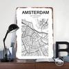 Amsterdam City Map Poster Customized Wall Art Vintage Metal Signs Retro Tin Plaque for Man Cave Home Decor Living Room Wand Deko