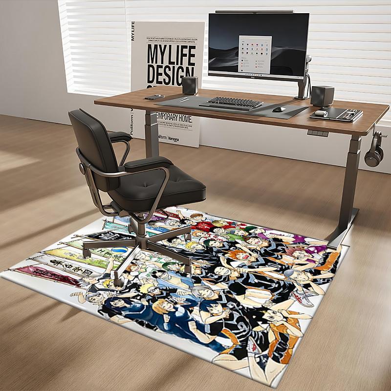 1pc Haikyuu!! Karasuno High School Volleyball Team Chair Mat, Office Desk Pad, Non-Slip Carpet for Home Decor, Seasonal Gift, Suitable for Office, Liv