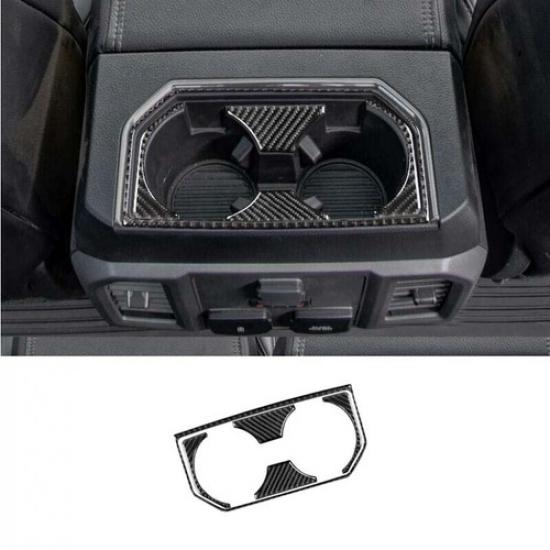 For Ford F150 F-150 Real Carbon Fiber Rear Cover Trim 2015-20 A Water Cup Panel