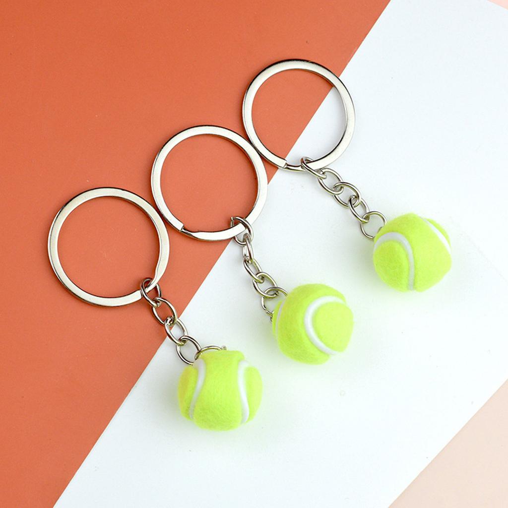 Realistic Tennis Keychain Accessory For Sports Fan Lightweight Portable Design Alloy Materials Keyring Creative Gift