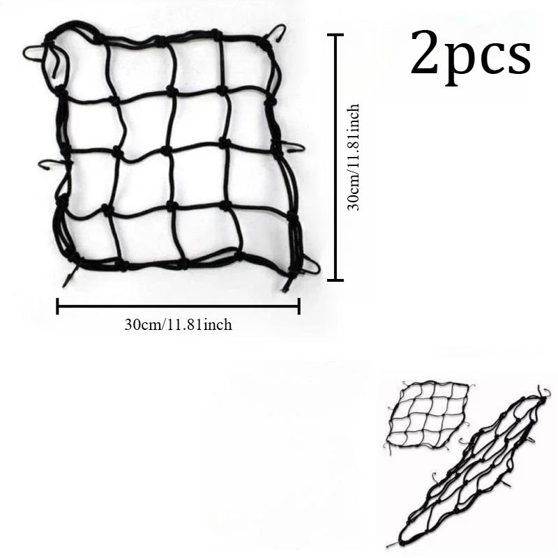 2pcs Luggage Web 2pcs-Motorcycle 6 Hooks Hold Down, Bike Fuel Tank Mesh, High Quality Adjustable, Styling Cargo Net, Luggage Net