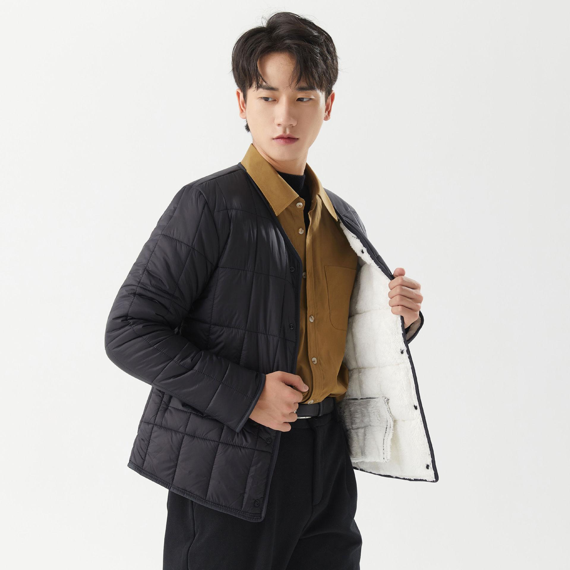 

Мужской теплый зимний костюм для папы и дедушки среднего возраста, хлопковая одежда, увеличенная утолщенная и подбитая, с длинными рукавами, 8070 4XL чёрный