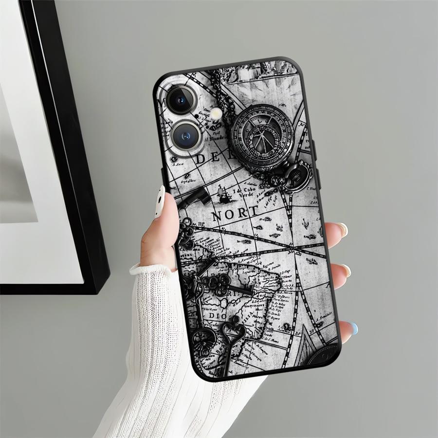 Retro Map Table Case for Apple iPhone 17 Pro Max XR XS MAX Air 11 14 16 15 Pro 7 8 12 13 Funda Phone Cover