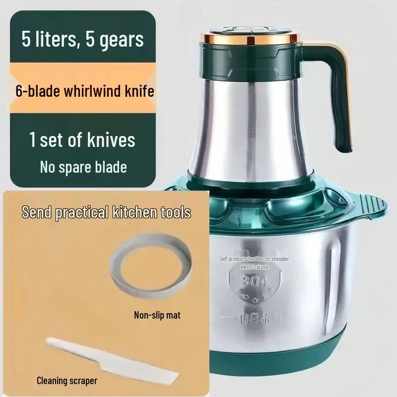 Stainless Steel Electric Meat Grinder & Dough Kneader - Multi-functional Kitchen Appliance for Garlic Paste & Chili