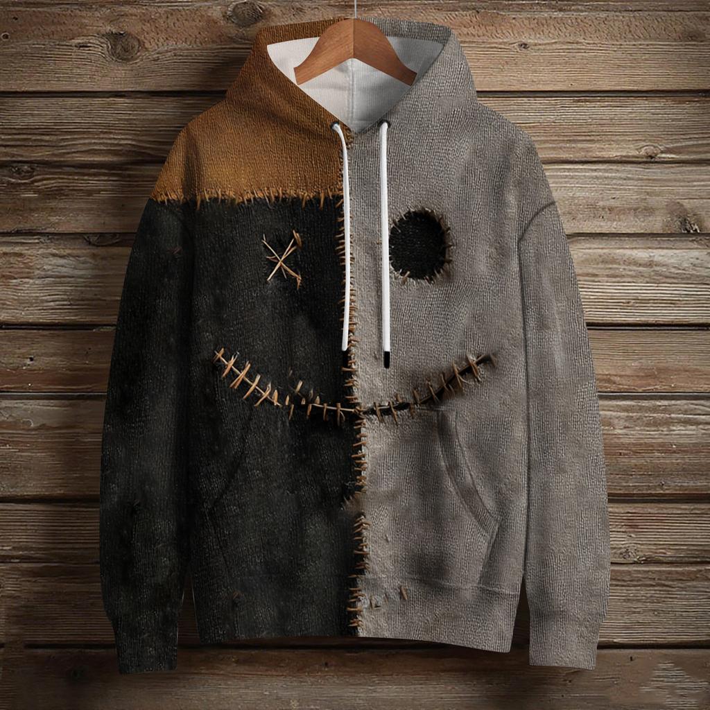 Women's Fashion Long Sleeve Pullover Halloween Print Hooded Pocket Sweatshirt