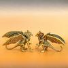 1PC Vintage Brass Fierce Dragon Figurine, Antique Mythological Western Dragon Desktop Decoration Ornament