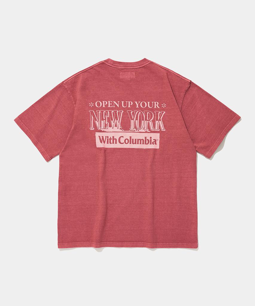 COLUMBIA UNIVERSITY Open Your Ny Salt Washed S/S T-Shirts_Red