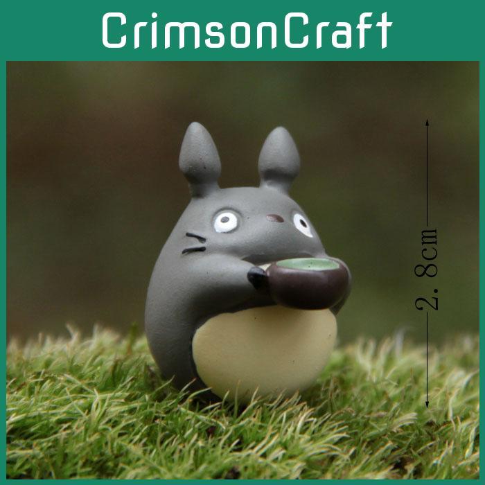 Cute Cartoon Tea Drinking Totoro Mini Model For Garden Decor And Plant Arrangements