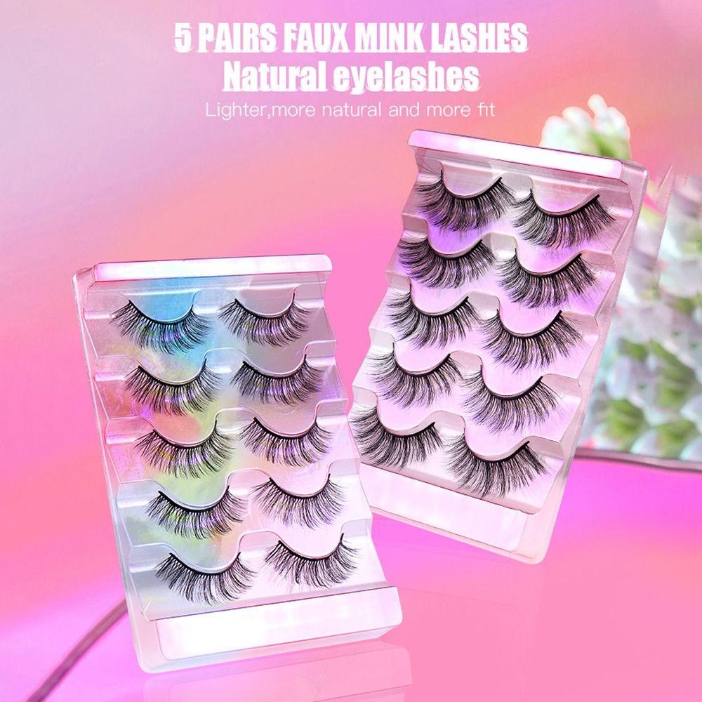 

5 Pairs Curly and Fluffy 3D Mink Lashes Natural Simulation False Eyelash Makeup