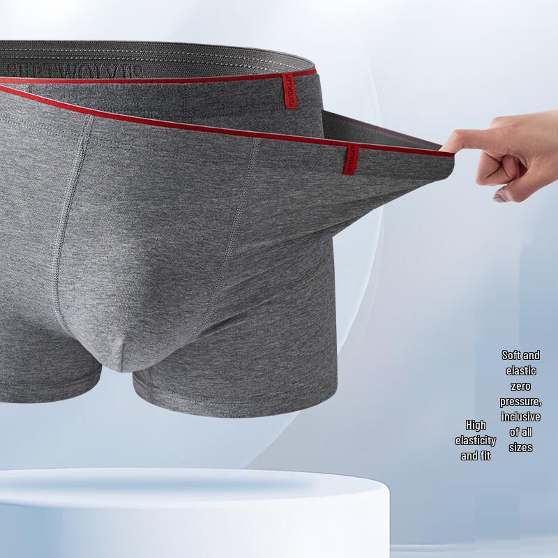 Qipilang Men's Pure Cotton Mid-Waist Boxer Briefs