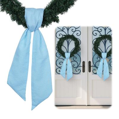 2Pcs Fall Thanksgiving Plaid Print Wreath Belt Farmhouse Ribbon DIY Craft Monogram Outdoor Indoor Autumn Decor