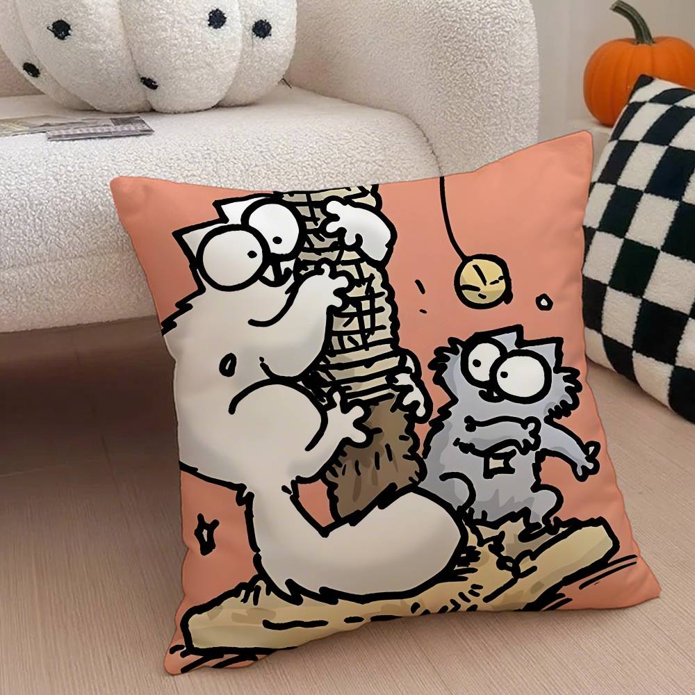 

Kawaii S-Simons Cat B Cushion Cover Pillow Case Anti-dustmite Pillowcase Invisible zipper silky short plush Sofa cushion cover 12x12Inch