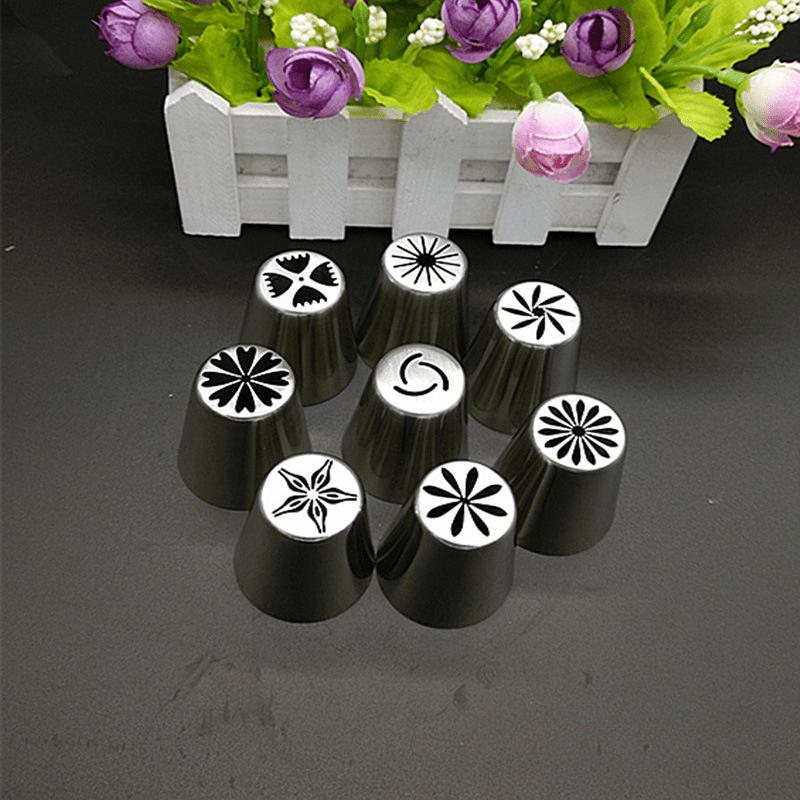 8Pcs/set Tulip Flower Cake Icing Piping Nozzles Decorating Household Kitchen Baking Tools Creamed Spout Cake Decorating Tool