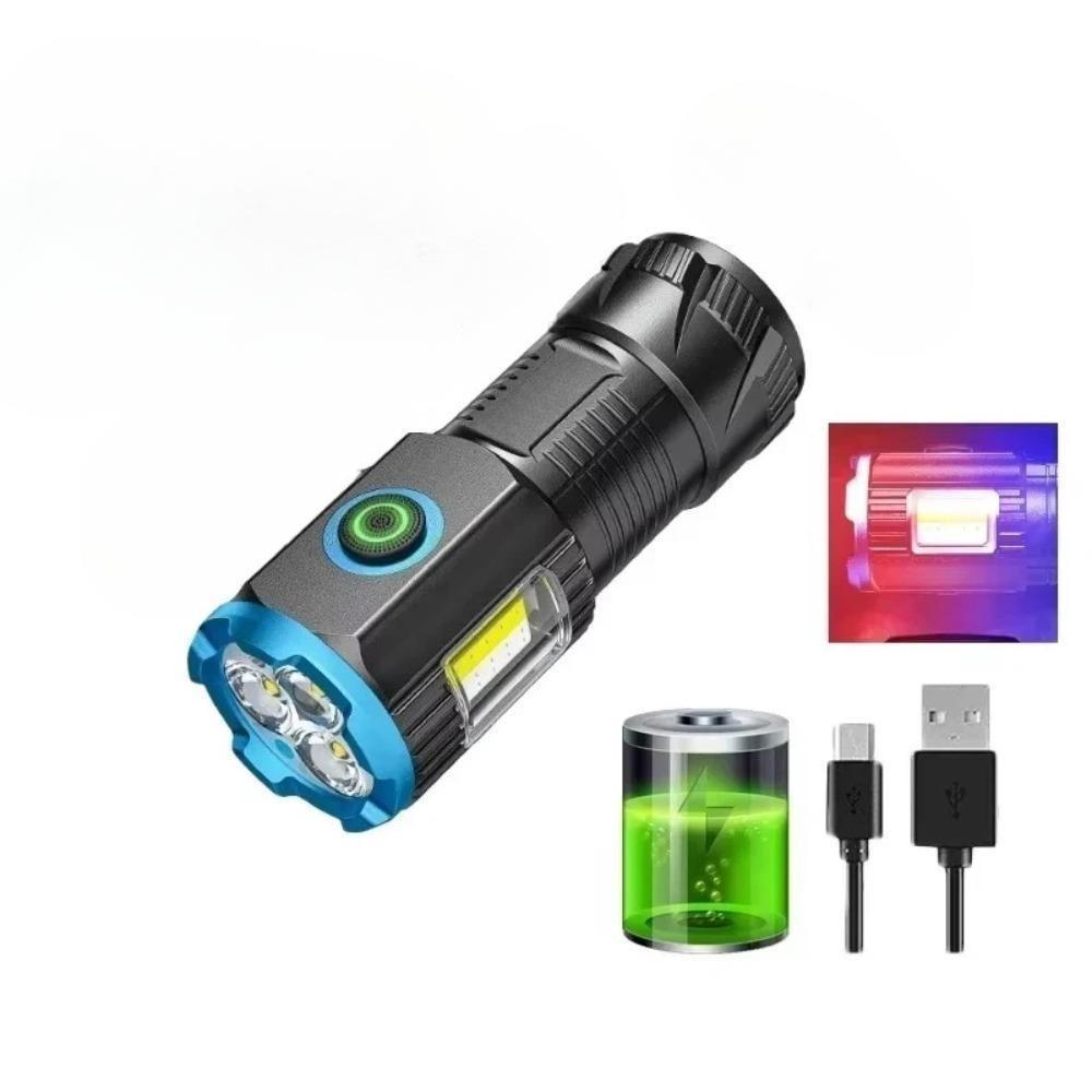 FLSTAR FIRE Strong Light 3 LED Flashlight USB Rechargeable Built-in Battery Waterproof Lantern with Pen Clip and Tail Magnet