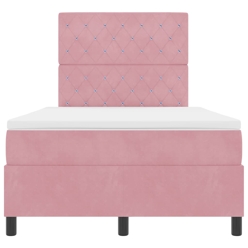Boxspring Bed with Mattress and Headboard Pink 120 x 200 cm Velvet