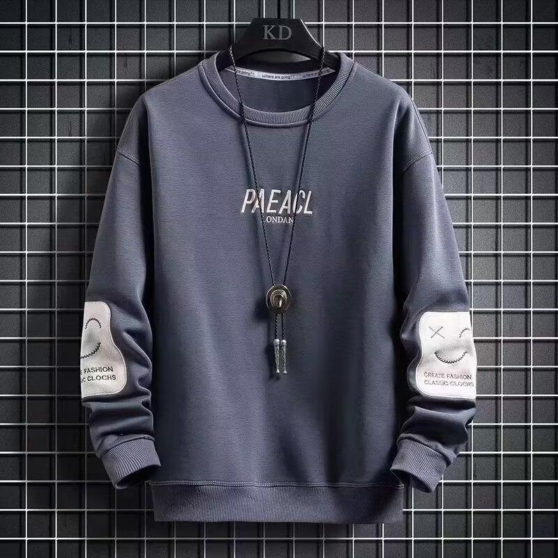 Men'S Long-Sleeved T-Shirt Spring And Autumn Tide Brand Trend Loose Hong Kong Style Sweater Men'S Bottoming Shirt Wear-Resistant Clothes
