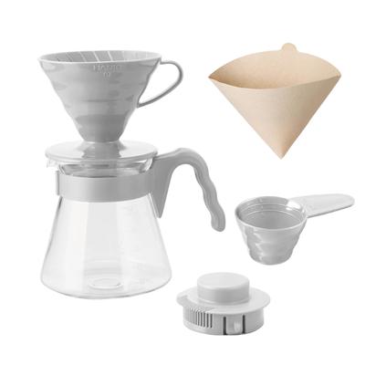 Serwer do kawy HARIO V60 02 Zestaw jasnoszary do filiżanek, ekspres przelewowy do kawy Wyprodukowano w Japonii 1-4 VCSD-02PGR