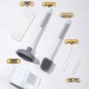 Wall-Mounted Bathroom Cleaning Set: Plastic Toilet Brush & Plunger Combo