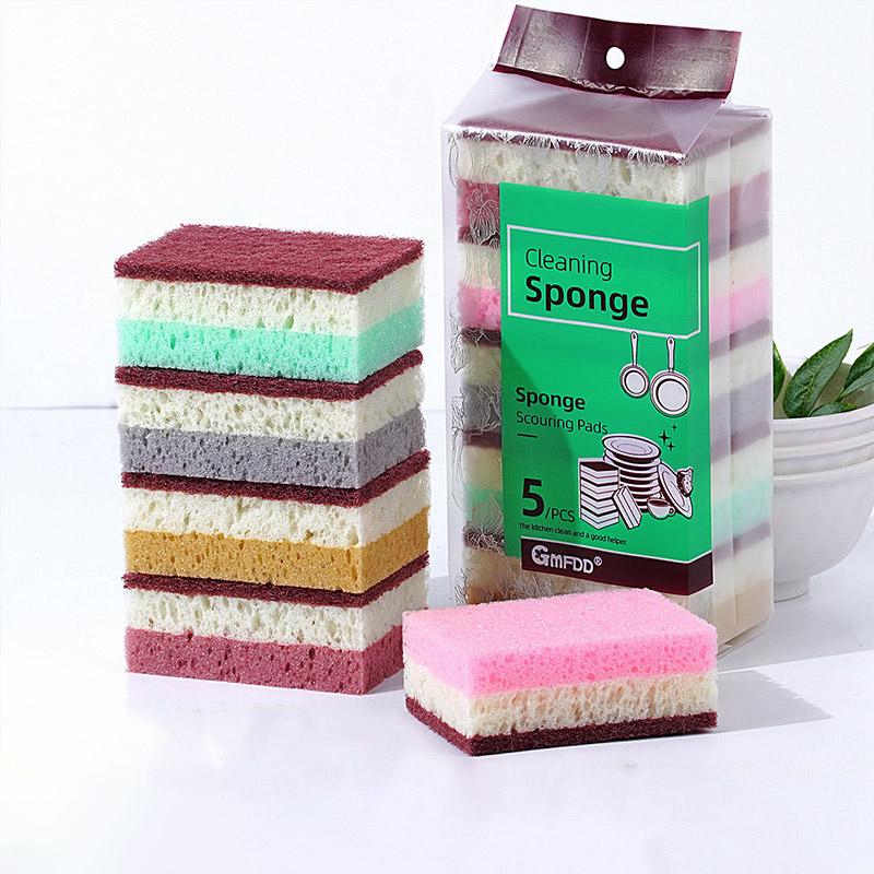 5 шт. трехцветная кухонная губка для мытья посуды щетка для мытья посуды