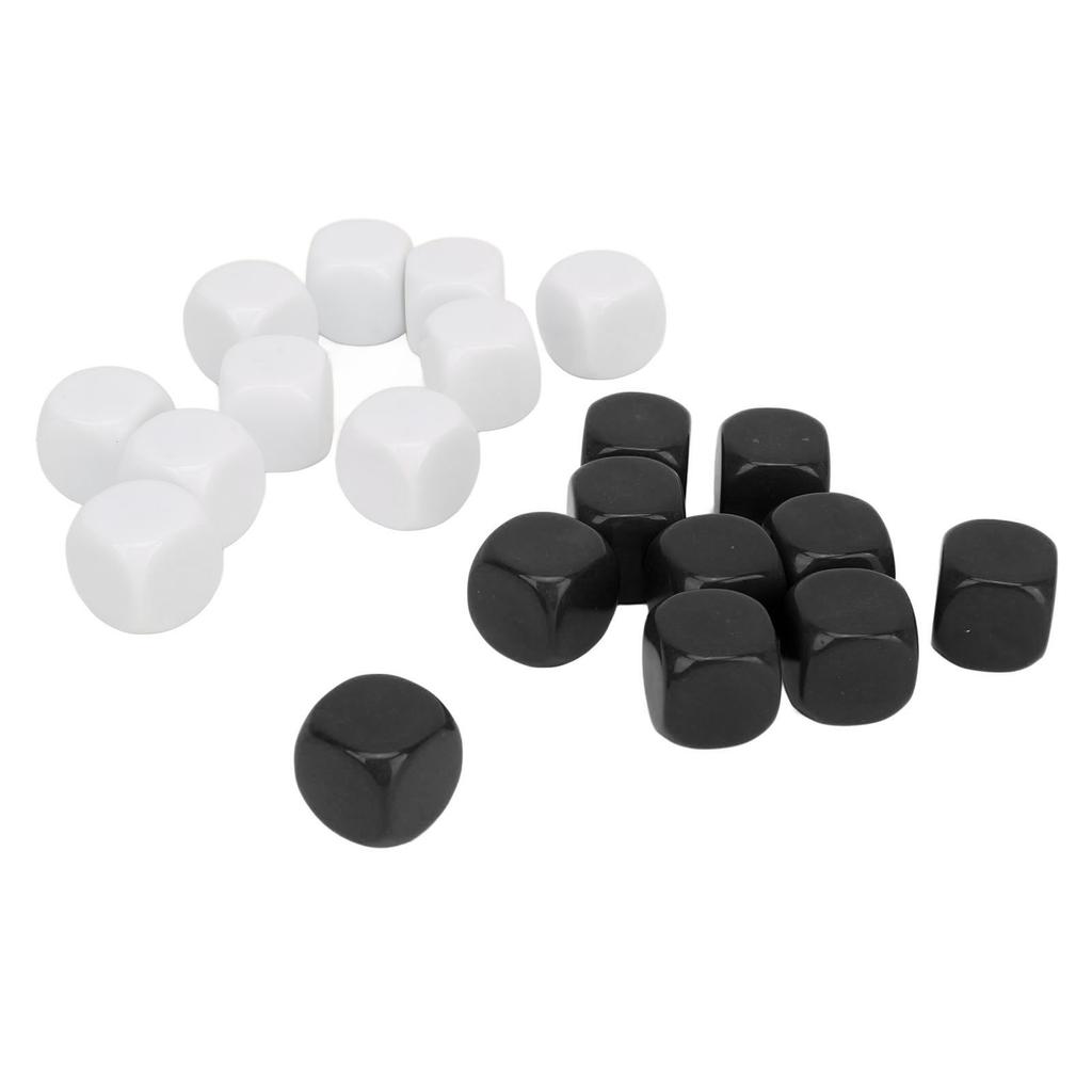 20 Pcs DIY Sticker Dice Blank Durable Plastic Dice Smoothed Surface Six Sided Dice with Rounded Corners White and Black