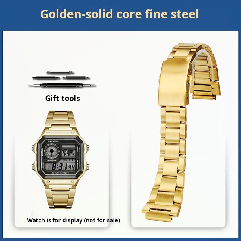 AE1200 Metal Case+strap Mod Kit For Casio Small Block AE-1200 AE-1300 Stainless Steel Strap Black Silver Watch Band Men Bracelet