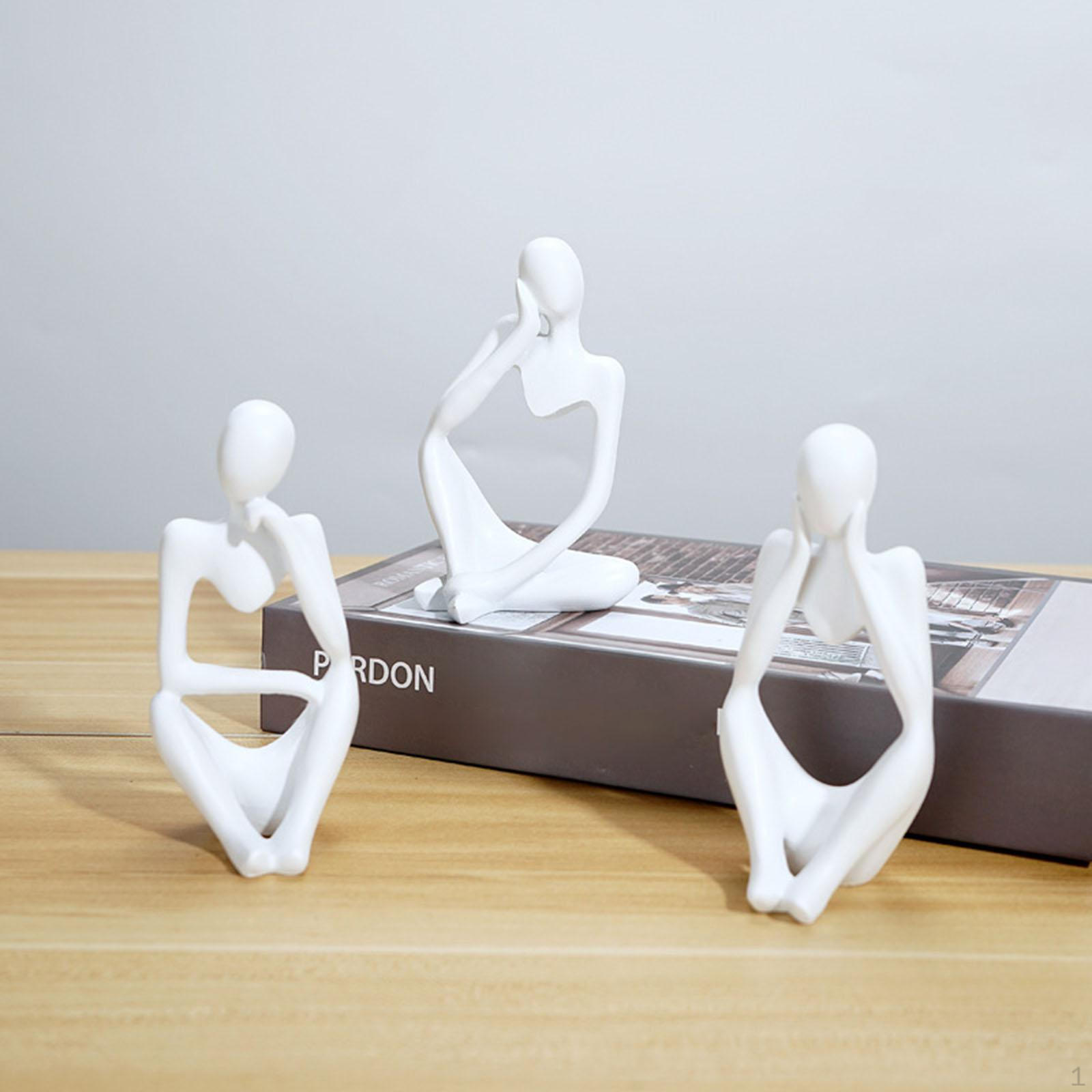 

3 шт. Абстрактная фигурка мыслителя из смолы, ручная работа, современное искусство для украшения дома или офиса белый