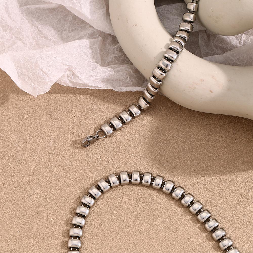 

MamacitaSlay Rectangular Chain Necklaces 18K Gold Plated Silver Color Bracelets 2026 Trend Women s Stainless Steel Jewelry Set
