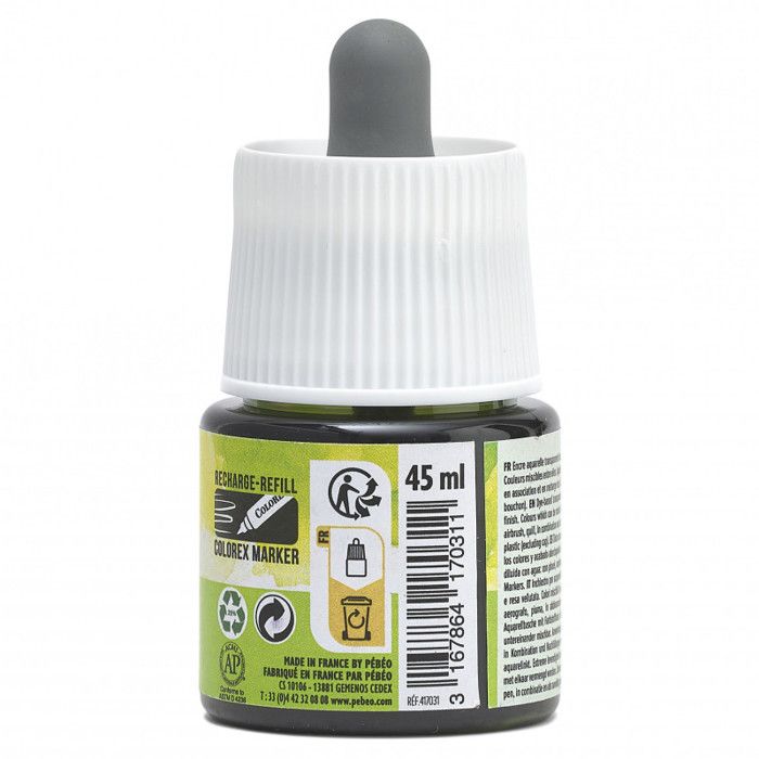 Encre aquarelle - pebeo - colorex - 45 ml - vert - jaune - mixte