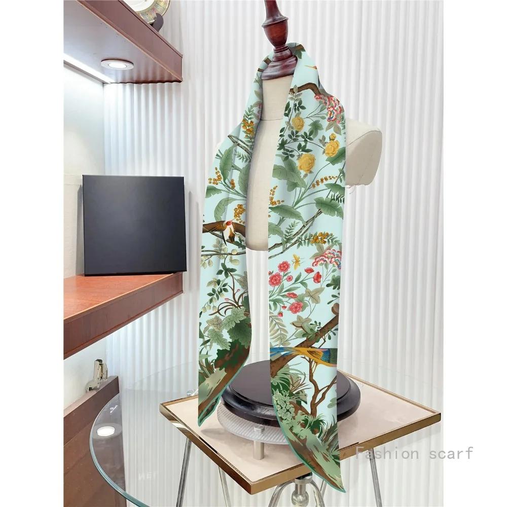 90*90Cm Silk Square Scarf Hijab Women Bandana Soft Scarves Neckerchief Ladies Hair Shawl Wrap Headbandfrench Bird