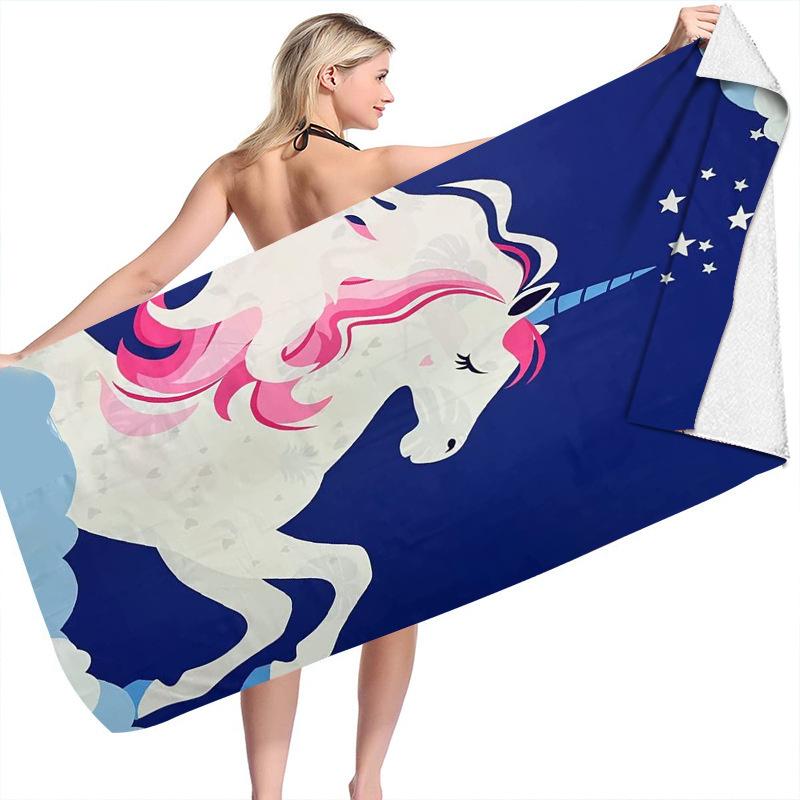 Rainbow Unicorn Beach Towel Soft Microfiber Bath Towel For Boys Kids Girls Quick Dry 50x100cm Sunscreen Travel Camping Blanket