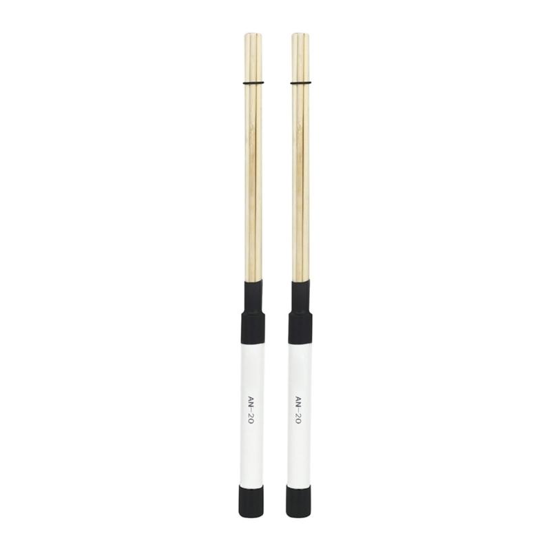 1 Pair Bamboo Rod Drumsticks Brushes Multi-Rod Bundle Sticks for Drum Lovers Constructed of 20 Bamboo Dowels Durable белый