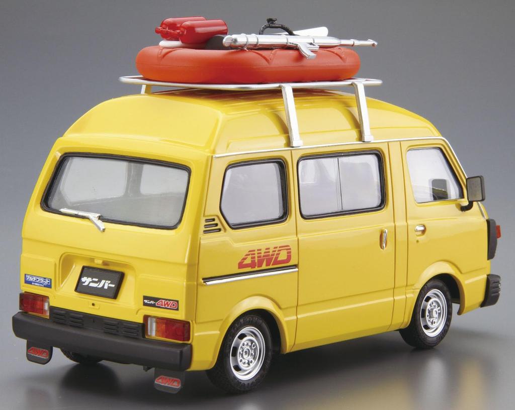 Aoshima Bunka Kyozai The Model Car Series Subaru K88 Sambar High Roof 4WD 1980 Plastic Model Molded In Color 1/24 No.55