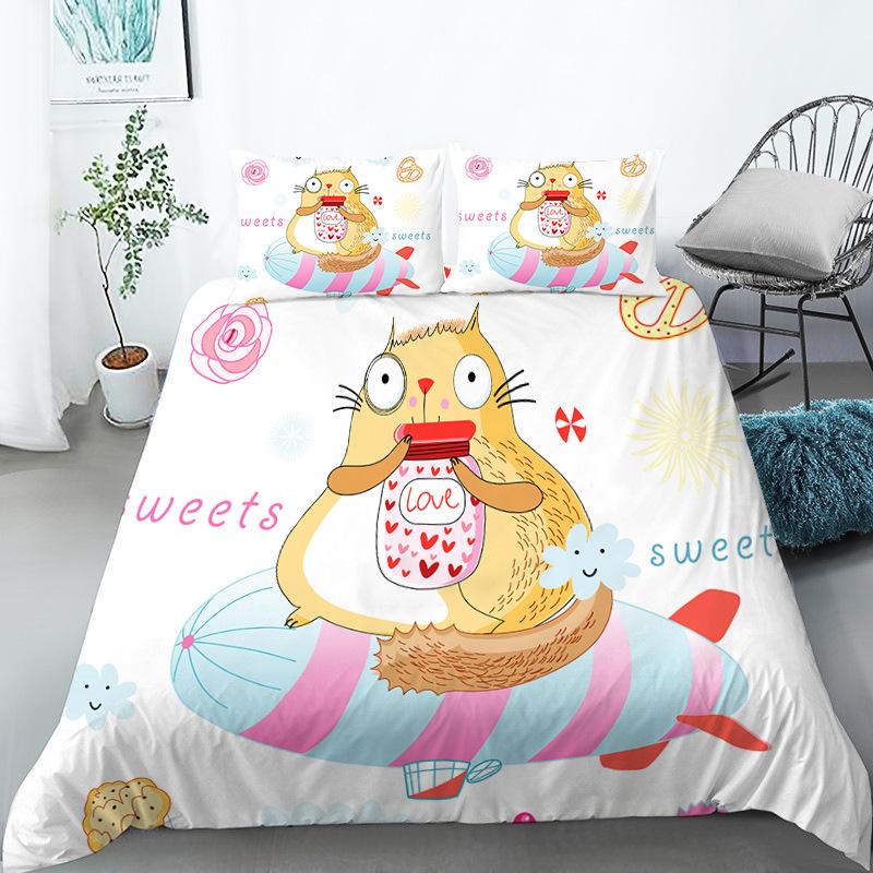 Funny Cartoon Animals Duvet Cover With Pillowcases Bear Chicken Rabbit Lions 3D Print Toddler Bedding Set For Kids Teens Decor